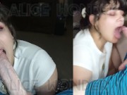 Preview 4 of Side by Side Comparison of POV & Side Angle Sensual BWC Deepthroat Blowjob - Split Screen