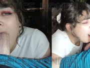 Preview 5 of Side by Side Comparison of POV & Side Angle Sensual BWC Deepthroat Blowjob - Split Screen
