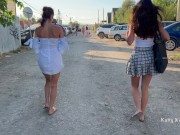 Preview 6 of Two girls walk in public without panties and show pussies