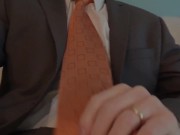 Preview 2 of Gray suit orange tie masturbation cumshot businessman