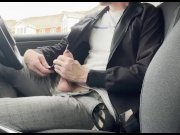 Preview 2 of Wanking my big hard cock in my car while outside people walk and cycle