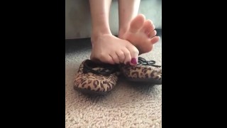 Cheetah Moccasins and Red Toes Frieda Ann Feet Fetish