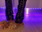 Preview 5 of Teddy Bear Domination - Black High Heels Boots Crush and Trample