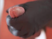 Preview 6 of Handjob in rubber gloves. Black rubber gloves jerking off my cock