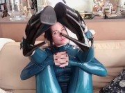 Preview 3 of Blue Latex Catesuit