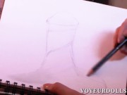 Preview 2 of CFNM Artist Hannah Draws a Black Cock
