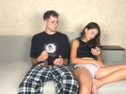 Preview 3 of STEP BRO JERK OFF CLOSE TO STEP SISTER! I DIDN'T EXPECT HE HAS SUCH EXPERIENCED FINGERS! ORGASM