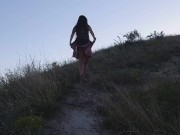 Preview 6 of Up Dress NO PANTIES # Flashing on Public Hiking Trail