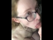 Preview 5 of Ginger Slut Tune sucks cock and swallows cumshot
