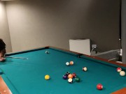Preview 2 of Fucking with my student in a pool class, she loses the bet and I fuck her on top of the table