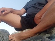 Preview 4 of long morning pee on my feet in a public beach