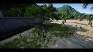 Dinosaurs Fighting I-Rex, T-Rex, I-Raptor, Scorpio - Jurassic World Evolution