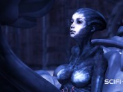 Preview 1 of A sexy hottie gets fucked by a female alien in a cave on an exoplanet