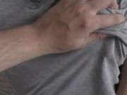 Preview 1 of Kinky husband touching his sexy wife big boobs, huge pregnant belly and wet hairy pussy POV!