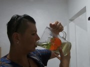 Preview 6 of One liter of pee-lemonade, we drink our piss from a jug