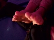 Preview 4 of blonde latin tiny perfect girl front footjob toe job arg