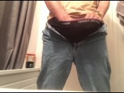 Preview 6 of A guy in jeans jerked off his dick and cummed