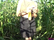 Preview 2 of Kate Wood plays with her pussy in a cornfield