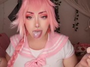 Preview 5 of 🌸KAWAII ASTOLFO COSPLAYER GETS DILDO THROATPIE THEN FUCKED🌸 (Female Cosplayer)