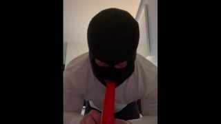 Solo masked gay sucking dildo compilation