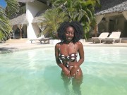 Preview 2 of Elegant Delicate African Beauty enjoying the Swimming pool