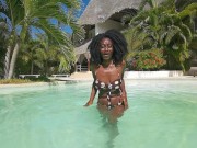Preview 4 of Elegant Delicate African Beauty enjoying the Swimming pool