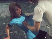Preview 1 of [Hentai game Honey Select 2 Libido]Female security guard's big tits beauty rubs her breasts and sex.