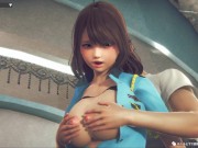 Preview 2 of [Hentai game Honey Select 2 Libido]Female security guard's big tits beauty rubs her breasts and sex.