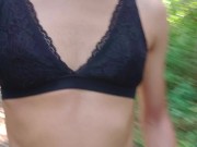 Preview 4 of Sexy Crossdresser in Black Lingerie Outdoor