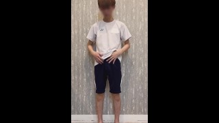 Taiwanese teen twink jerks off and cums with his dirty NIKE white socks