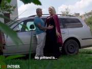 Preview 3 of Busty Blonde MILF with a big ass seduces a muscular guy to fuck her in a van