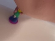 Preview 5 of TS Jade Jameson riding a rainbow dildo in the shower with roommates in the next room!