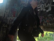 Preview 3 of Cum on the tongue in an abandoned place, a man walked nearby