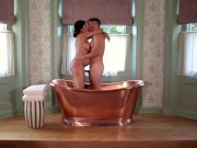 Preview 1 of Perfect pregnant wife give blowjob and gets FUCKED in beautiful hotel bath