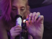Preview 3 of Late Night SMOKE SESH and PUSSY PLAY | Watch Me CUM ALL OVER Myself UPSIDE DOWN | Verified PH Model
