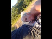Preview 6 of Big boob blonde cougar sucks cock in public 2hot