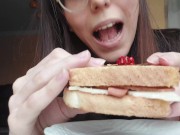Preview 6 of Giantess plays with a tiny in a sandwich [Vore] [Preview]