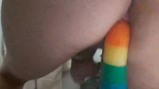 Bubble Butt Femboy Moaning in Pleasure riding dildo