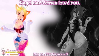 ASMR RolePlay || "Lewd Angel and Demon seduce you" | F4M | 18+ | Moans | Kissing | Ear licks.