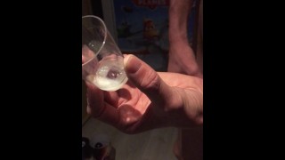 Cumming inside a shot glass