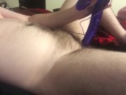 Preview 1 of Trying new toy- college trans cub slowly fucks himself with giant vibrator