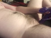 Preview 5 of Trying new toy- college trans cub slowly fucks himself with giant vibrator