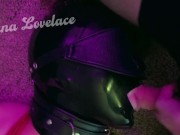 Preview 2 of Luna Lovelace - Collared / Latex Hood Blowjob / Vibrator Orgasm