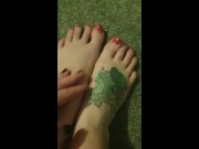 Preview 6 of 420kinx gives herself a foot massage with oil during thunder storm.