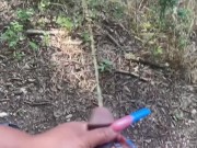 Preview 1 of Holding His Dick In The Woods While He Takes a Piss