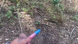 Holding His Dick In The Woods While He Takes a Piss