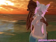 Preview 1 of Horny vtuber gets teased and fucked roughly by a Futa on the public beach - Trailer