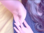 Preview 1 of A Japanese amateur in a tank top just strokes her armpit hair [homemade]