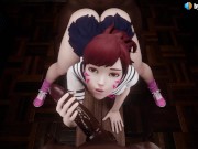 Preview 1 of DVa spit-roasted by two BBC with cum inside her mouth and creampie - Overwatch 3d with sound