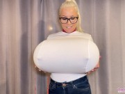 Preview 3 of Measuring my huge breast expansion! Real time inflation